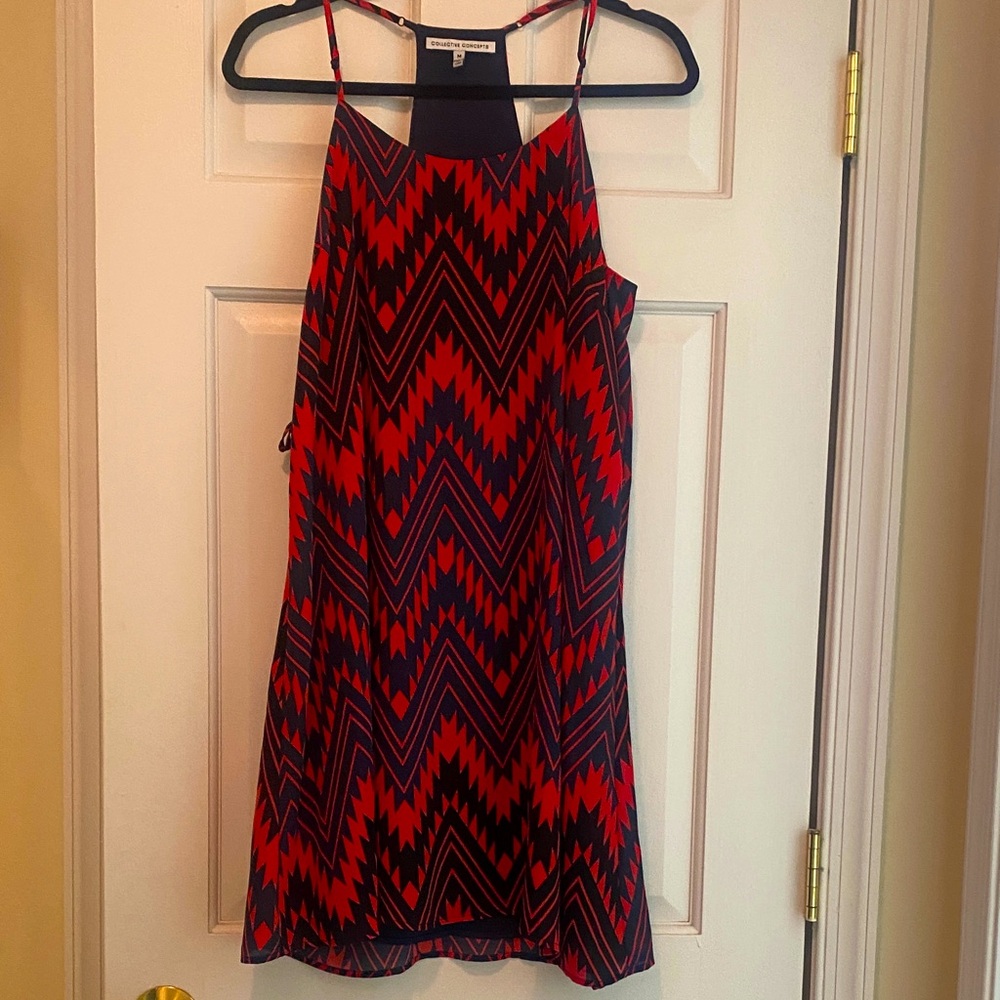 Navy & orange/red dress by Collective Concepts